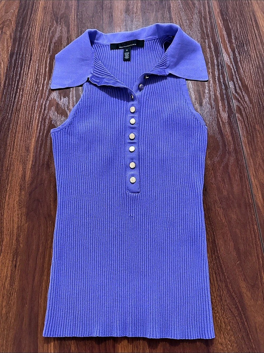 WHBM Purple Ribbed Collared Tank Top Size Small Like New